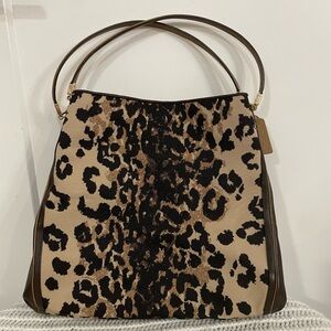 Coach Madison Ocelot Phoebe Shoulder Bag Like New Brown Leopard Print Purse